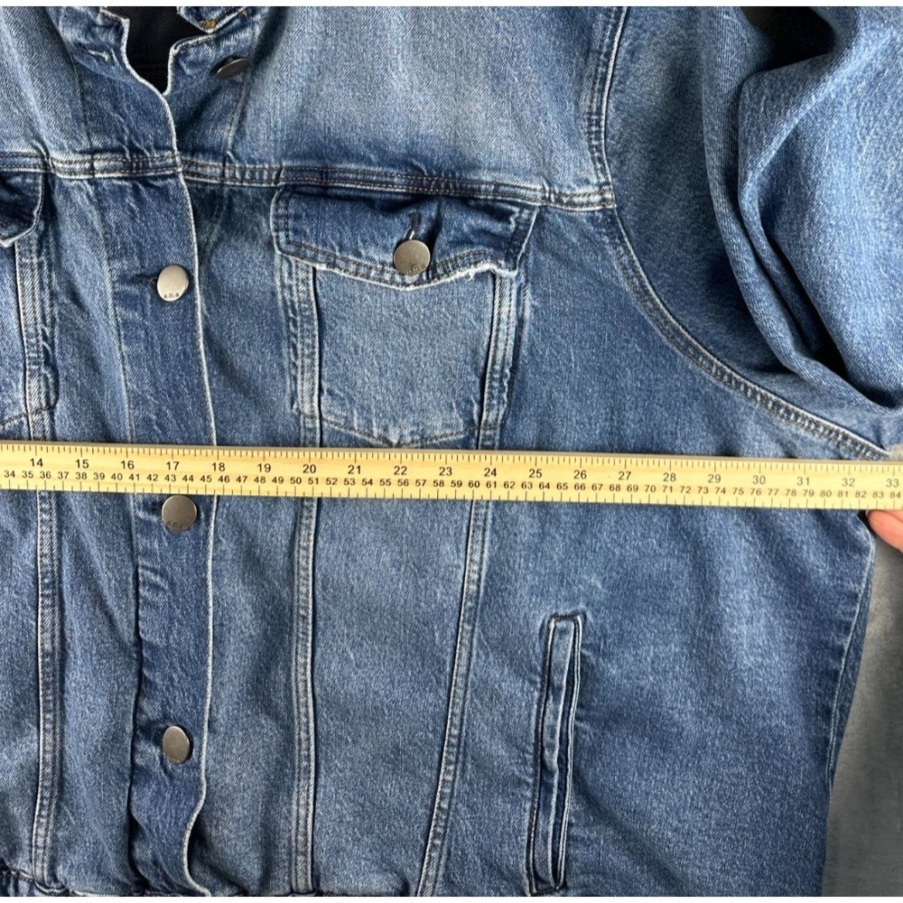 a..n.a.  Womens 4X Boxy Denim Jacket Blue Button Front Plus - Picture 9 of 11